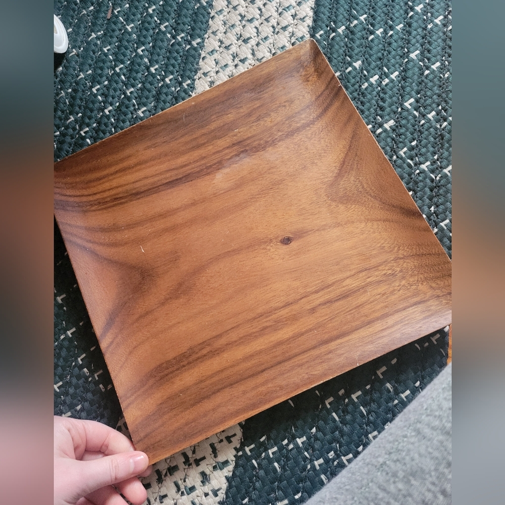 Pacific Merchants Acacia Wood Wooden Square Plate Or Serving Tray